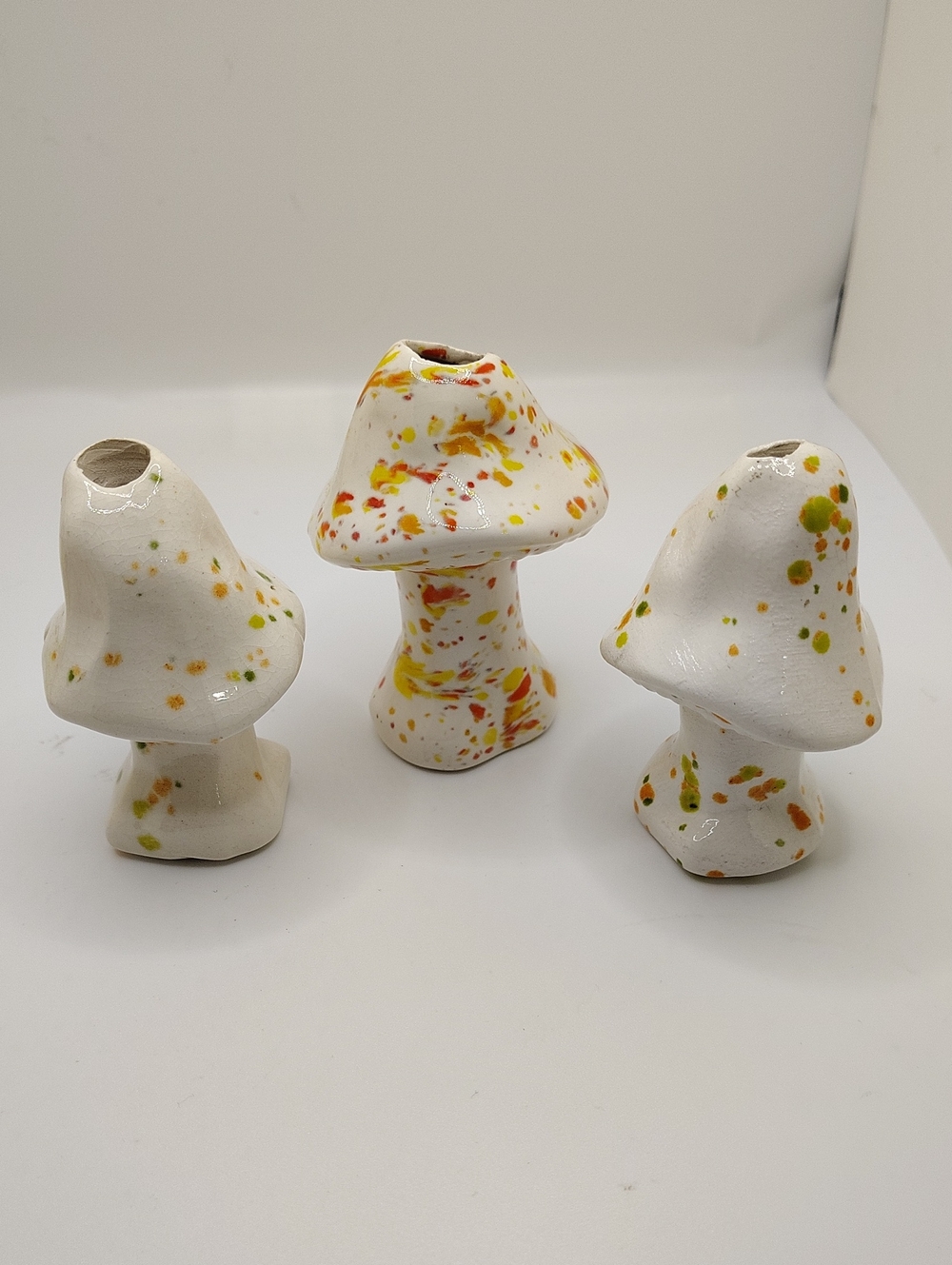 Vintage Speckled Whimsical Ceramic Mushrooms